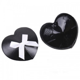 Черные пэстисы-сердечки с белыми бантиками