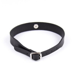 Чёрный ошейник декорированный металлическим колокольчиком