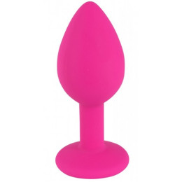 Розовая силиконовая пробка с прозрачным кристаллом М