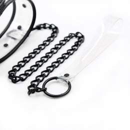 Прозрачный ошейник с поводком на цепочке