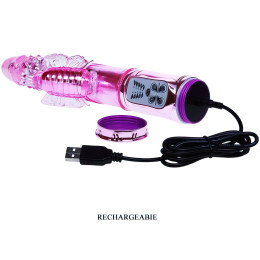 Перезаряжаемый вибратор Hi-tech с ротацией Butterfly