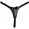Сексуальные стринги черного цвета из экокожи декорированные бантиком