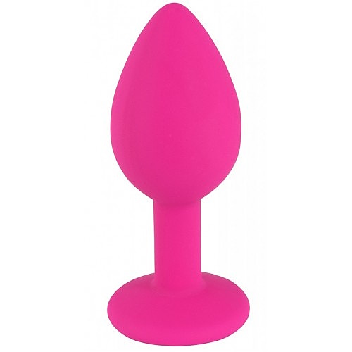 Розовая силиконовая пробка с прозрачным кристаллом S