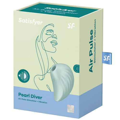 Вакуумно-волновой стимулятор с вибрацией Satisfyer Pearl Diver зеленый