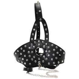 Лицевой БДСМ бондаж с кляпом-затычкой и шипами