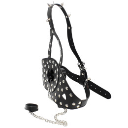 Лицевой БДСМ бондаж с кляпом-затычкой и шипами