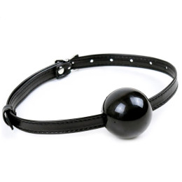 Черный кляп-шар из силикона на тоненьком ремне