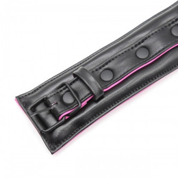 Черно-розовый ошейник с поводком на цепи