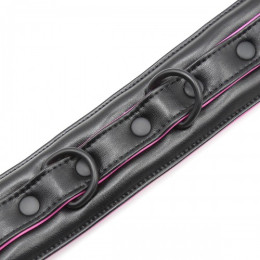 Черно-розовый ошейник с поводком на цепи