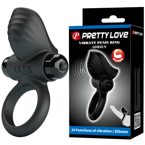Эрекционное виброкольцо Vibrant Penis Ring Adrien черное