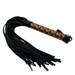 Черная плеть с дизайнерской лакированной ручкой золотого цвета 39 см