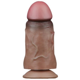 Суперширокий фаллос-мулат с мошонкой Lovetoy Silicone Cock 18 см