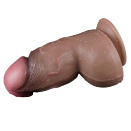 Суперширокий фаллос-мулат с мошонкой Lovetoy Silicone Cock 18 см