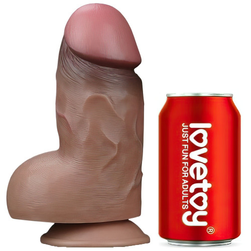 Суперширокий фаллос-мулат с мошонкой Lovetoy Silicone Cock 18 см