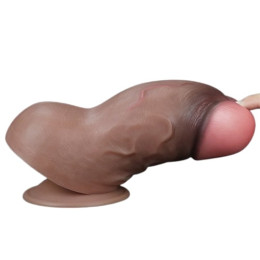 Суперширокий фаллос-мулат с мошонкой Lovetoy Silicone Cock 18 см