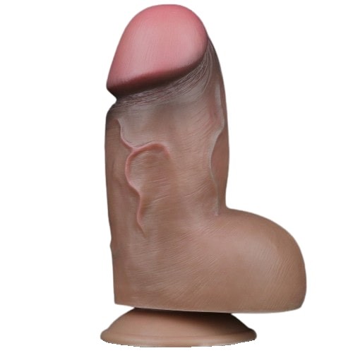 Суперширокий фаллос-мулат с мошонкой Lovetoy Silicone Cock 18 см