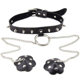 Ошейник с шипами и пэстисами на цепочках