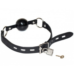 Черный силиконовый кляп-шар на ремне
