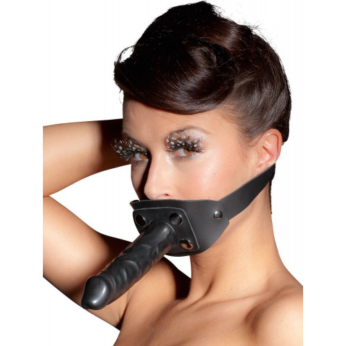 Кляп кожаный с насадкой в форме пениса Leather Gag