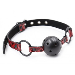 Черный кляп-шар на дизайнерском ремешке