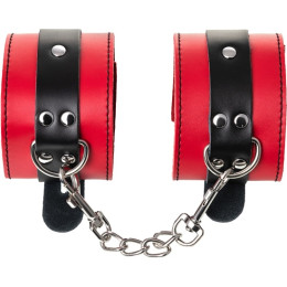 Черно-красные наручники из натуральной кожи