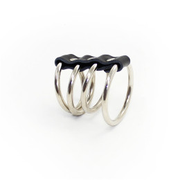 Четыре эрекционных кольца из стали на кожаном ремешке