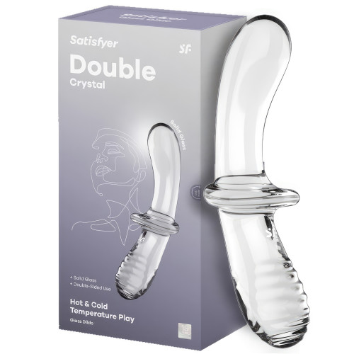 Двусторонний фаллос из стекла Satisfyer Double Crystal прозрачный 20 см