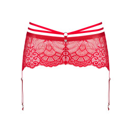 Красный кружевной пояс для чулок со стрепами Loventy S/M