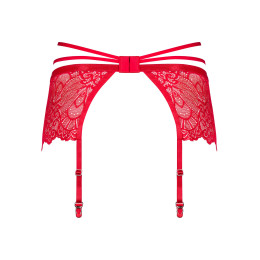 Красный кружевной пояс для чулок со стрепами Loventy S/M