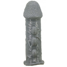 Насадка на пенис со стимулирующим рельефом Realistic Penis Sleeve + 3 см серая