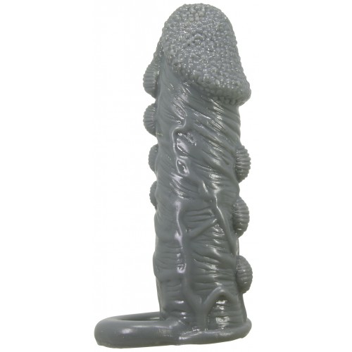 Насадка на пенис со стимулирующим рельефом Realistic Penis Sleeve + 3 см серая