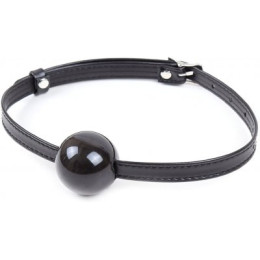 Черный кляп-шар из силикона на тоненьком ремешке