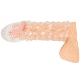 Удлиняющая насадка на пенис с точечно-ребристым рельефом Crystal Clear +2,5 см