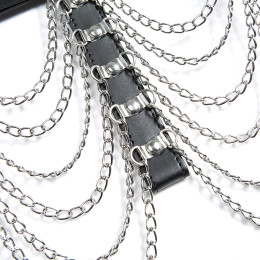 Сбруя с ошейником декорированная металлическими цепочками