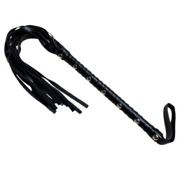 Черная плеть с заклепками на рукояти 59 см