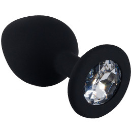 Черная силиконовая пробка с прозрачным кристаллом M