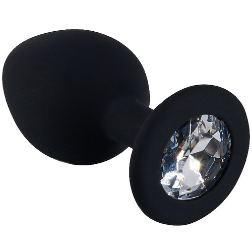 Черная силиконовая пробка с прозрачным кристаллом M