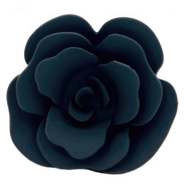 Черная силиконовая анальная пробка с розой S