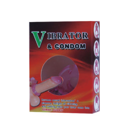 Эрекционное вибро-кольцо с презервативом Vibrator &amp; Condom