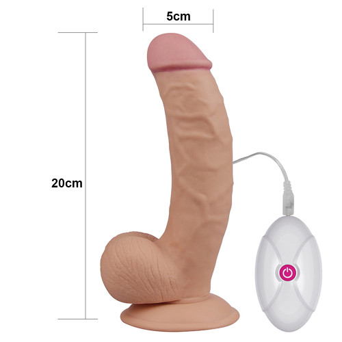 Реалистичный изогнутый вибратор The Ultra Soft Dude с выносным пультом управления 20 см