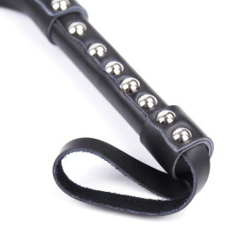 Черная БДСМ плеть из натуральной кожи 64 см