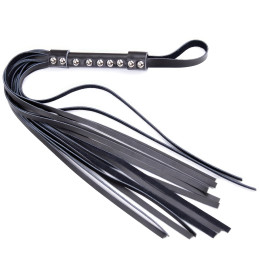 Черная БДСМ плеть из натуральной кожи 64 см