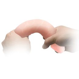 Реалистичный фаллоимитатор из киберкожи с хребтом и пупырышками на головке 19 см