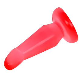 Красная анальная пробка с присоской и загнутой головкой