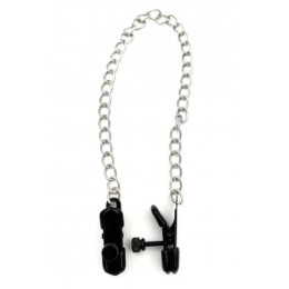 Черные зажимы на соски с серебряной цепочкой