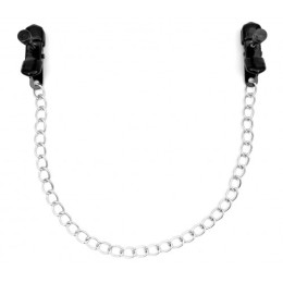 Черные зажимы на соски с серебряной цепочкой
