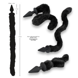 Черная анальная пробка с кошачьим хвостом