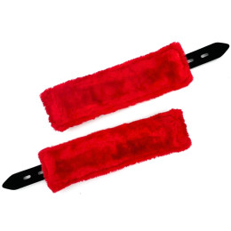 Черные наручники с красной меховой подкладкой