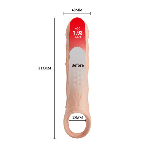 Удлиняющая насадка с рельефом и вибрацией Penis Sleeve Brad + 5 см