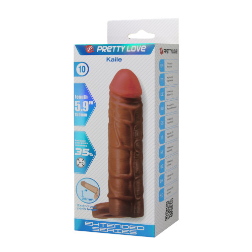 Удлиняющая насадка с креплением под мошонку Pretty Love Kaile мулат + 2,5 см